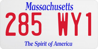 MA license plate 285WY1