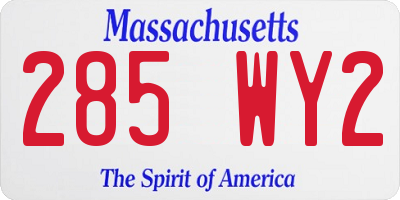 MA license plate 285WY2