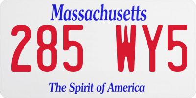 MA license plate 285WY5