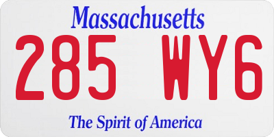 MA license plate 285WY6