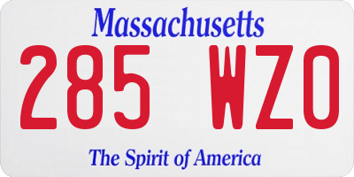 MA license plate 285WZ0