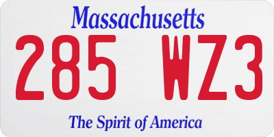 MA license plate 285WZ3