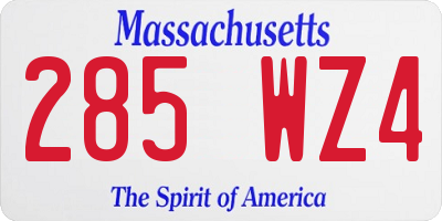 MA license plate 285WZ4