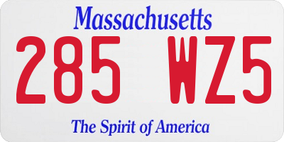 MA license plate 285WZ5