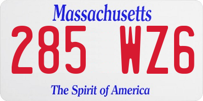 MA license plate 285WZ6