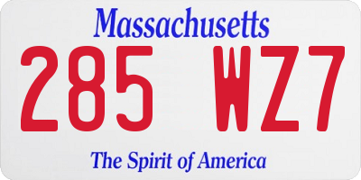 MA license plate 285WZ7