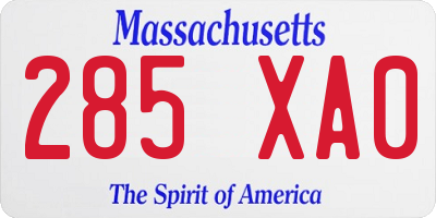 MA license plate 285XA0