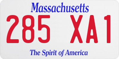 MA license plate 285XA1