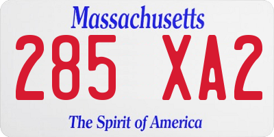 MA license plate 285XA2