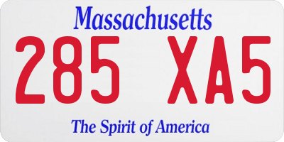 MA license plate 285XA5