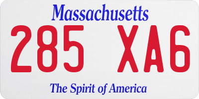 MA license plate 285XA6