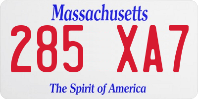 MA license plate 285XA7