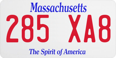 MA license plate 285XA8