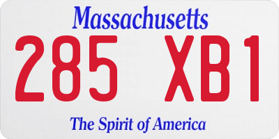 MA license plate 285XB1