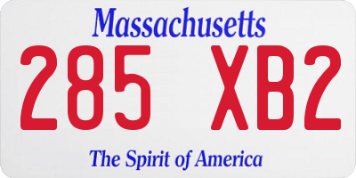 MA license plate 285XB2