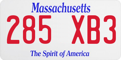 MA license plate 285XB3