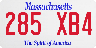 MA license plate 285XB4
