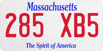 MA license plate 285XB5