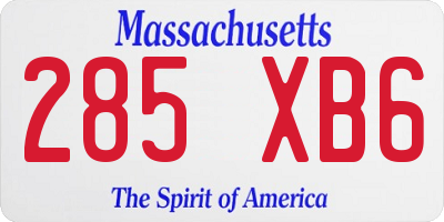 MA license plate 285XB6