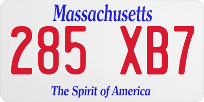 MA license plate 285XB7
