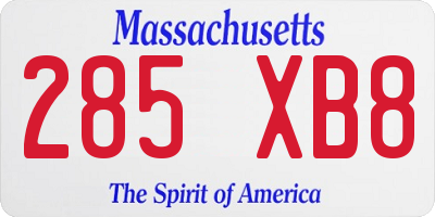 MA license plate 285XB8