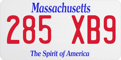 MA license plate 285XB9