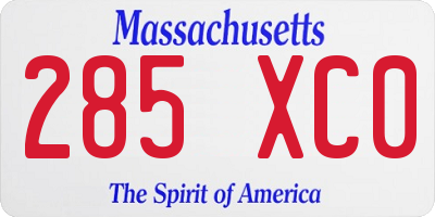 MA license plate 285XC0