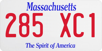 MA license plate 285XC1