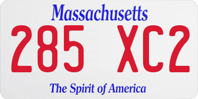 MA license plate 285XC2