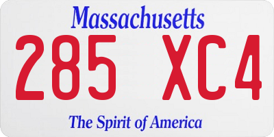 MA license plate 285XC4
