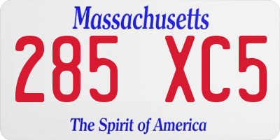 MA license plate 285XC5
