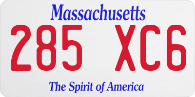 MA license plate 285XC6