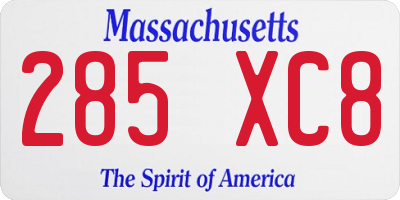 MA license plate 285XC8