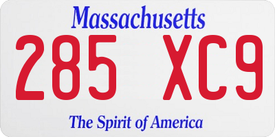 MA license plate 285XC9