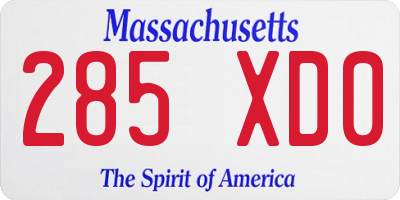 MA license plate 285XD0