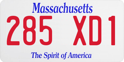 MA license plate 285XD1