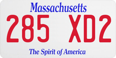MA license plate 285XD2