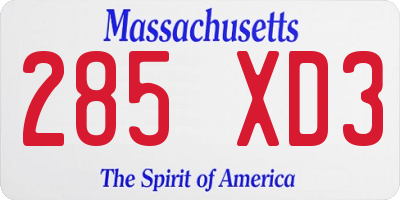 MA license plate 285XD3