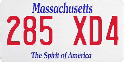 MA license plate 285XD4