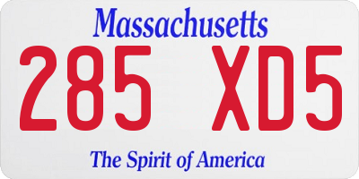 MA license plate 285XD5