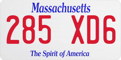 MA license plate 285XD6