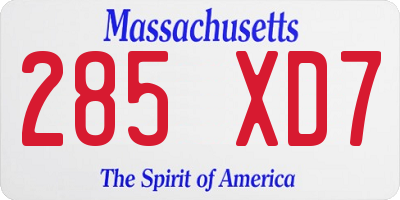MA license plate 285XD7