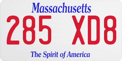 MA license plate 285XD8