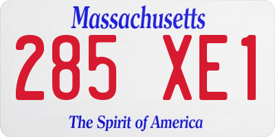 MA license plate 285XE1