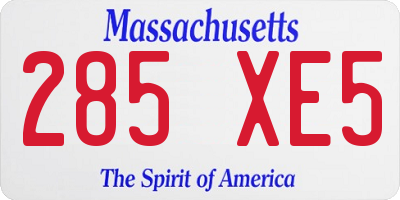 MA license plate 285XE5