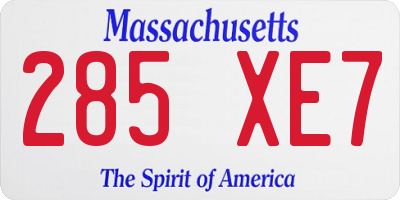 MA license plate 285XE7