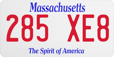 MA license plate 285XE8