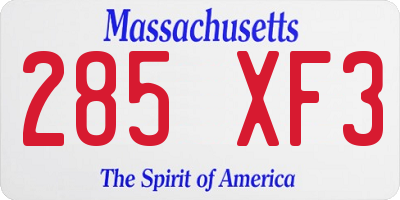 MA license plate 285XF3