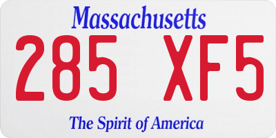 MA license plate 285XF5