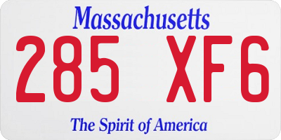 MA license plate 285XF6